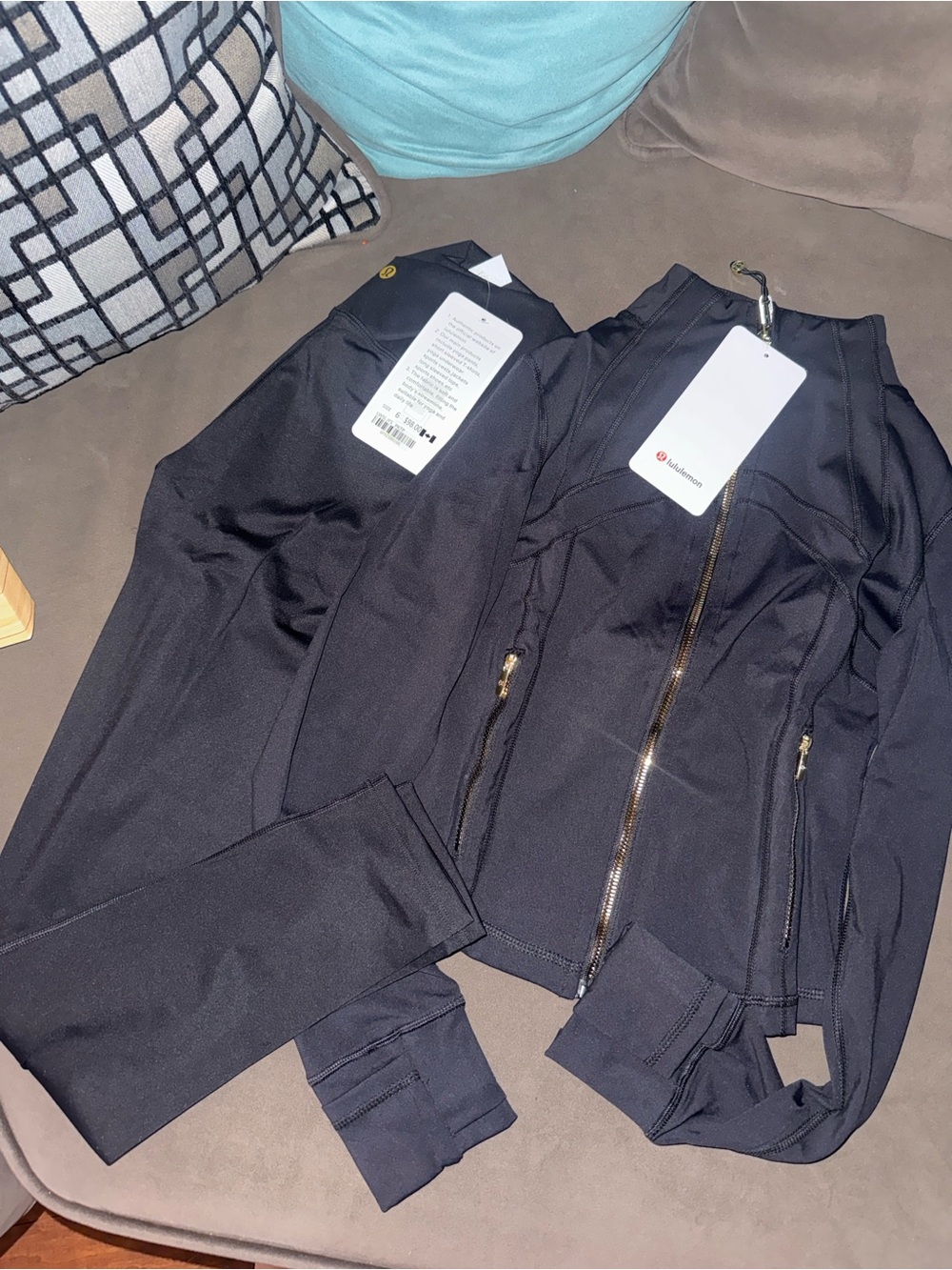 lululemon athletica Black Gold-Zip Athletic Jacket & Leggings set